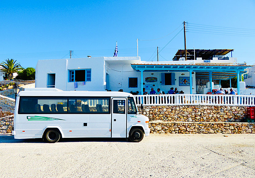 The bus stop in Stavros is in the port of Donoussa.