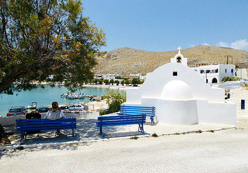The church Agios Artemios church in Karavostasi harbor on the island of Folegandros in Greece.