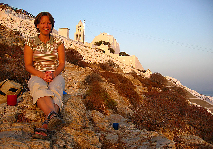 Picnic with beautiful sunset on Folegandros.