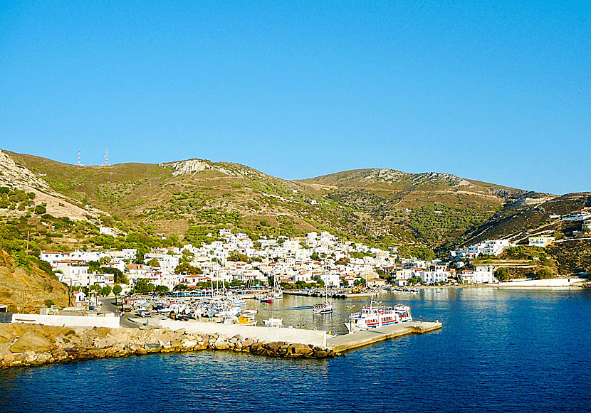 The large and small port on Fourni.