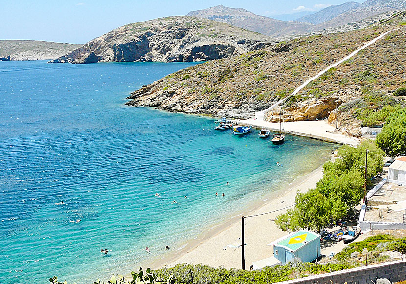 The stairs leading down to Kambi beach on Fourni island in Greece. 