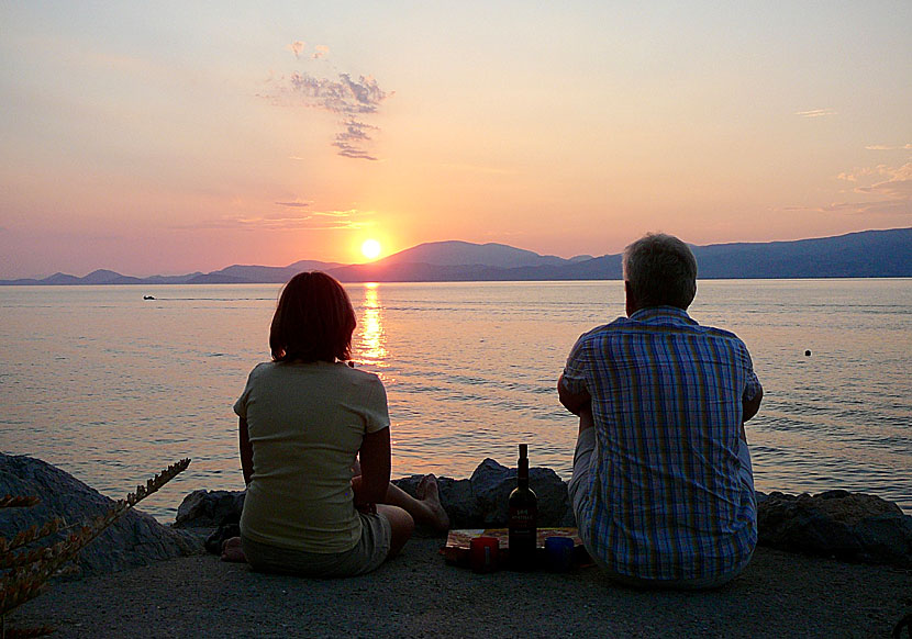 The sunset seen from Spilia near Hydra town.