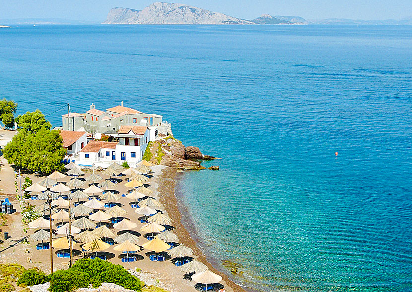 The best beaches on Hydra. Vlychos beach.