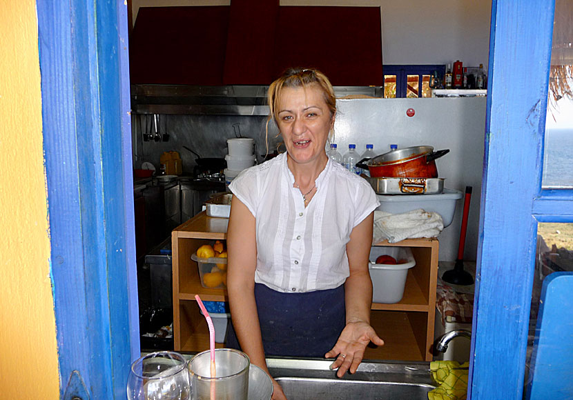 Anna from Anna's Fish Taverna in Nas on Ikaria.