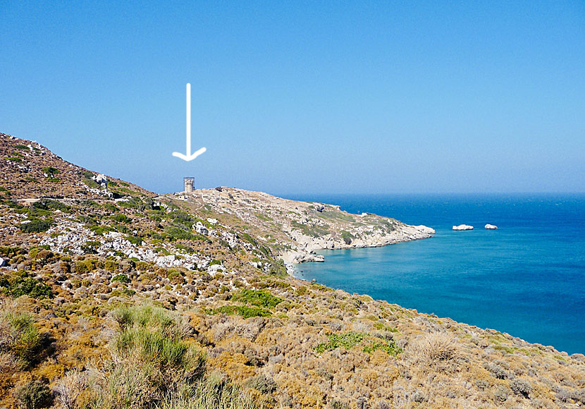 Drakano Tower near Faros beach on Ikaria in the Aegean Sea.