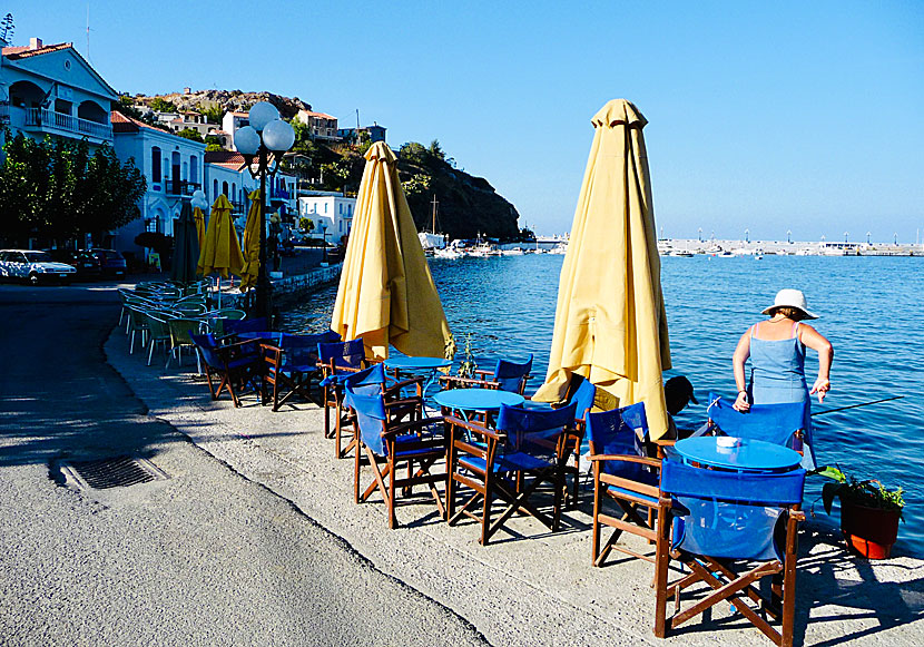 Along the harbour promenade in Evdilos are many good taverns, restaurants and cafes.
