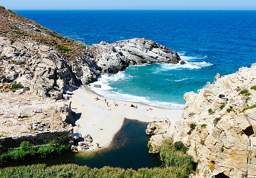 The beach and river Halaris below Nas on Ikaria.