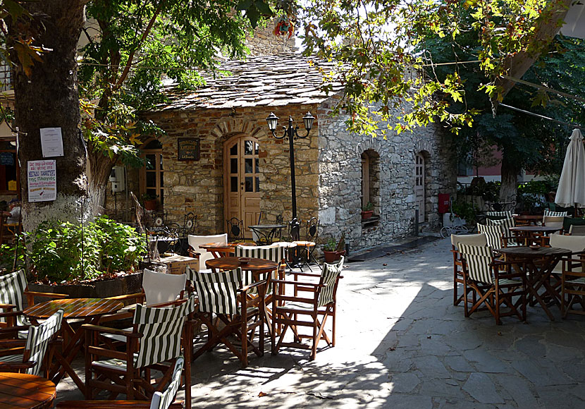 Square with taverns in Christos Raches on Ikaria.