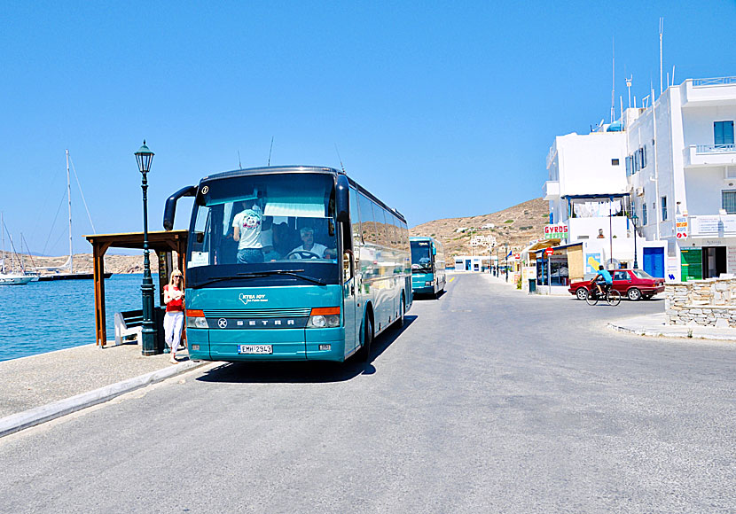 Bus stop in the port. Ios.