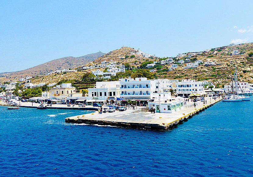 The port on Ios is serviced by, among others, Blue Star Ferries and fast catamarans.