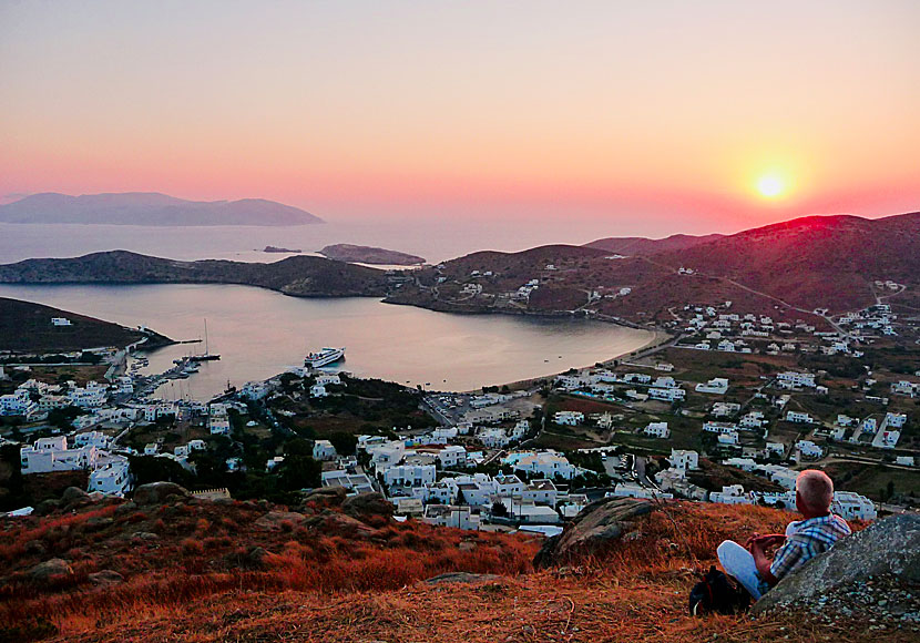 The sunset seen from the top of Chora in Ios.