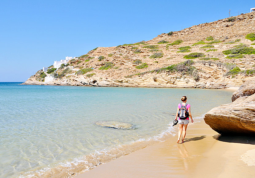 Kolitsani beach on the island of Ios consists of fine golden sand.
