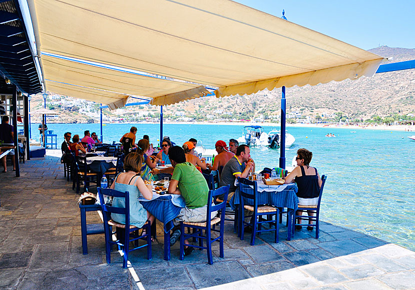 Drakos Taverna at Mylopotas beach in Ios island in Greece.