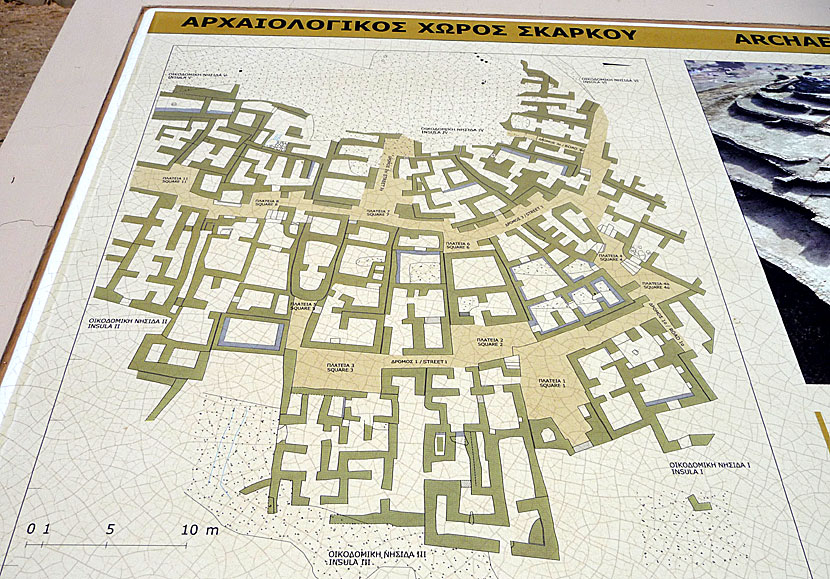 Map of Skarkos on Ios in Greece.