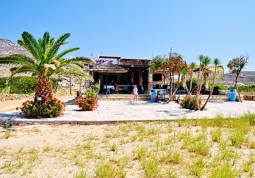 Venus Restaurant Bar is one of several taverns above Manganari beach.