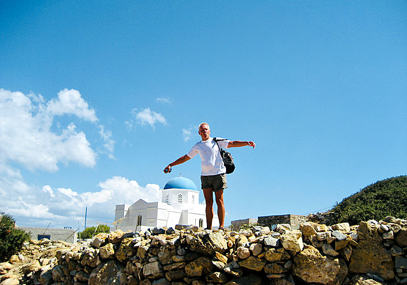 Hike to the church and cave of Agios Ioannis on the island of Iraklia.