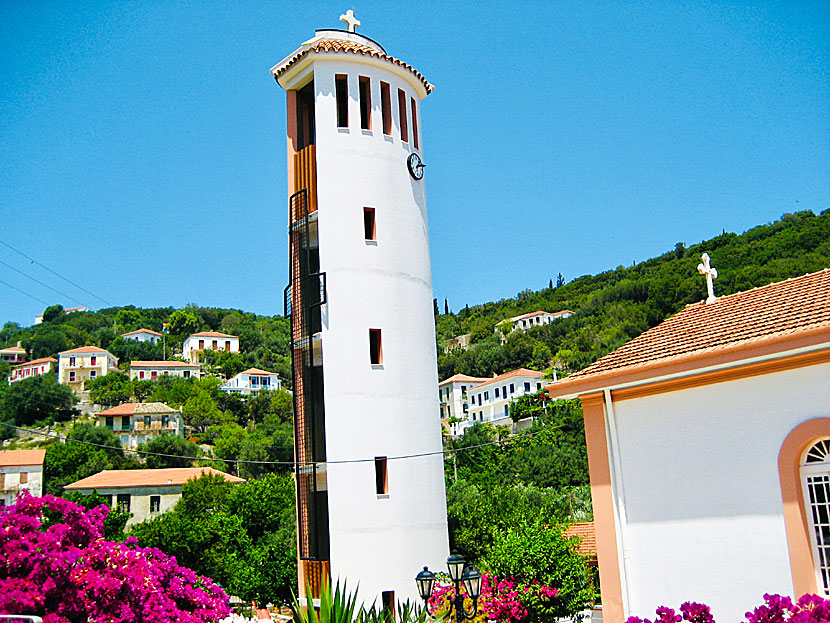 Agios Ioannis church in Kioni with the unusual belfry.