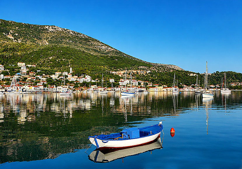 Sailboats in Vathy on Ithaca.