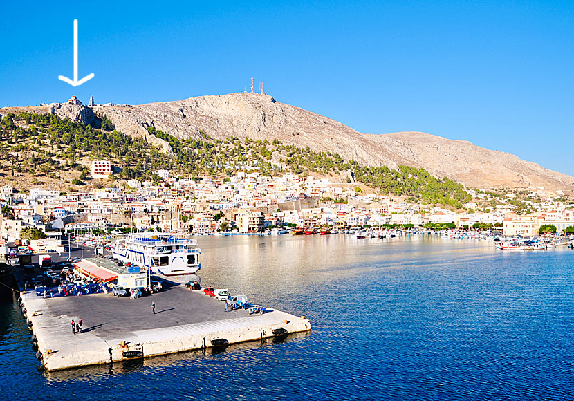 The nunnery of Agios Savvas can be seen from large parts of Pothia.