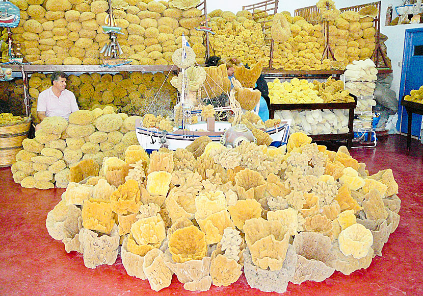 Sponge souvenir shop in Pothia on Kalymnos.