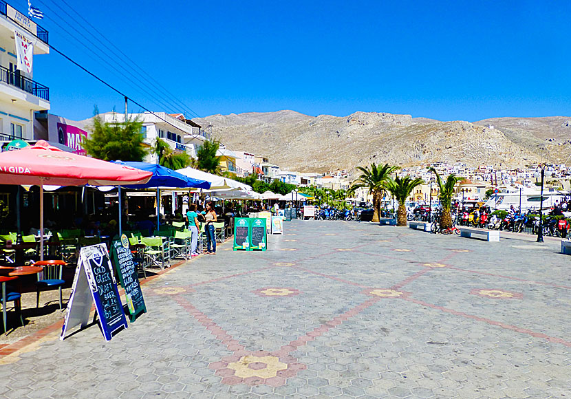 The port promenade in Pothia on Kalymnos.