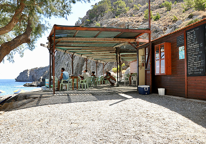 The taverna at Achata beach in Karpathos.