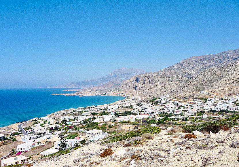 Arkasa and Agios Nikolaos beach on Karpathos in Greece.