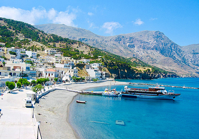 The beach and the port of Diafani in Karpathos.