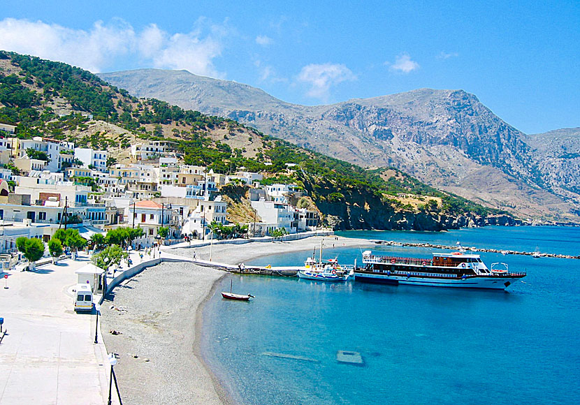 The beach and port of Diafani on Karpathos.