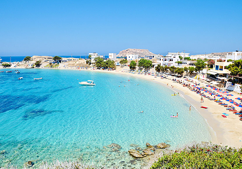 The small village of Lefkos with four fine sandy beaches on Karpathos in Greece.