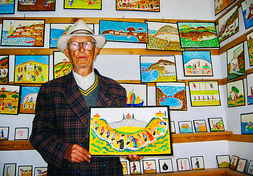 Giannis Hapsis in his gallery in Karpathos.