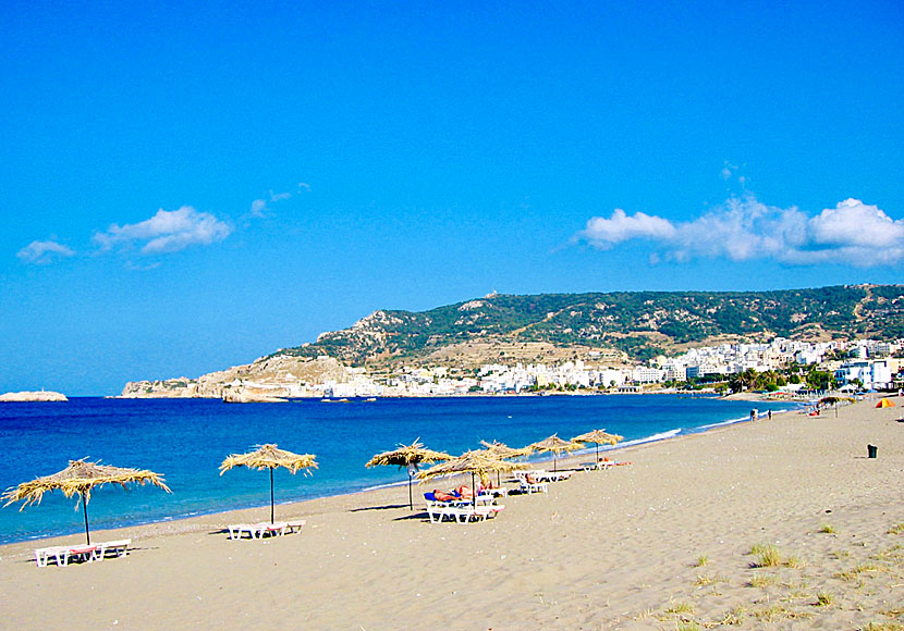 The long beach in Pigadia. Karpathos.