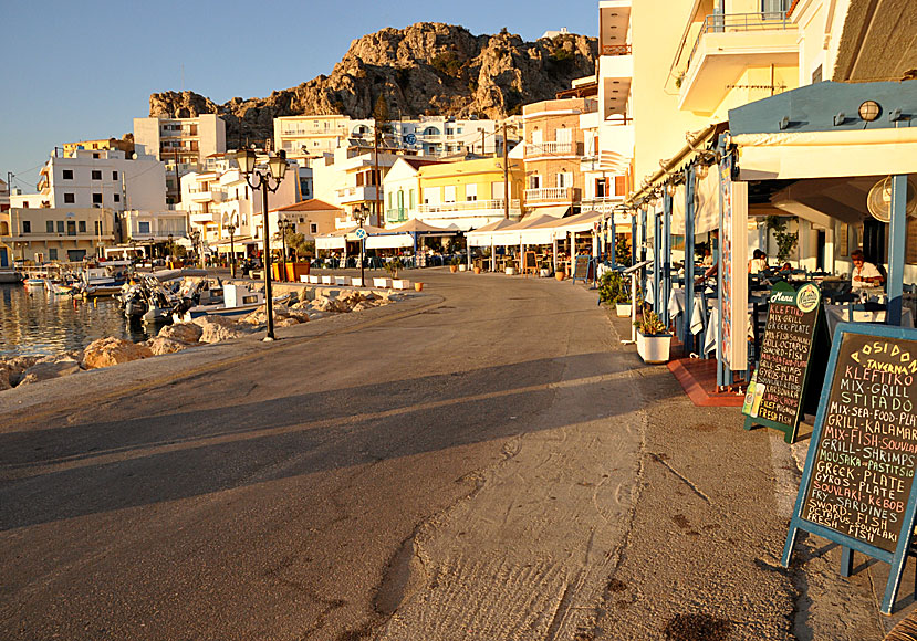 The waterfront promenade in Pigadia in Karpathos.