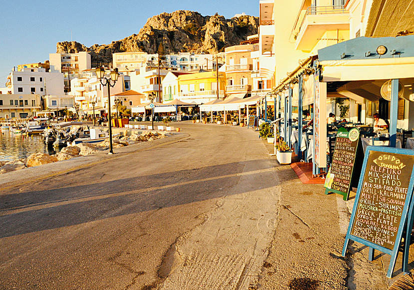 The waterfront promenade in Pigadia in Karpathos.