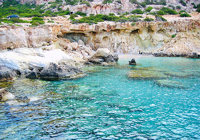 The beaches of Paralia Potami and Kalimera near Amoopi on Karpathos.