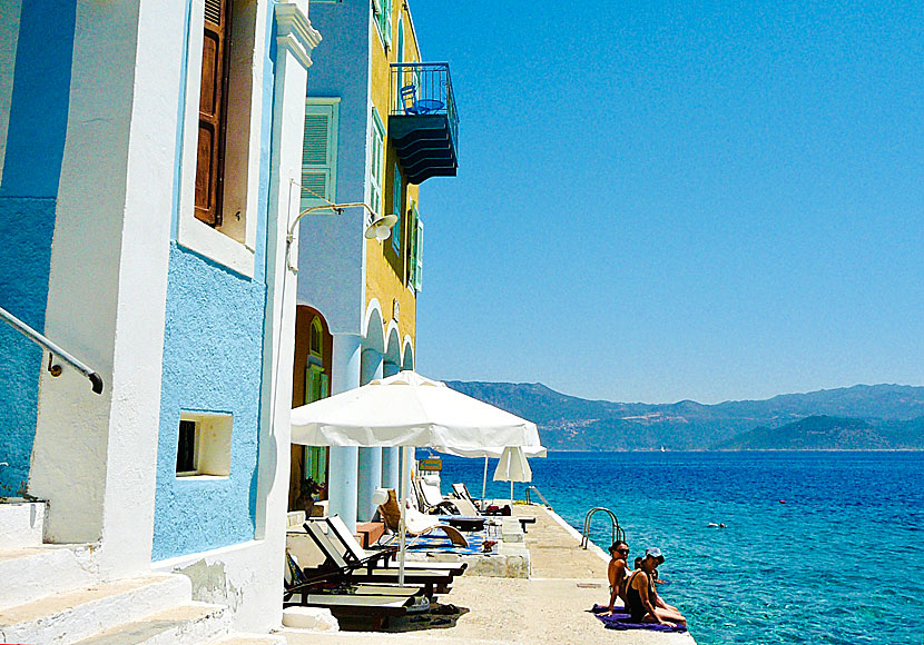 At Kastellorizo ??there are bathing ladders to go up and down into the water.