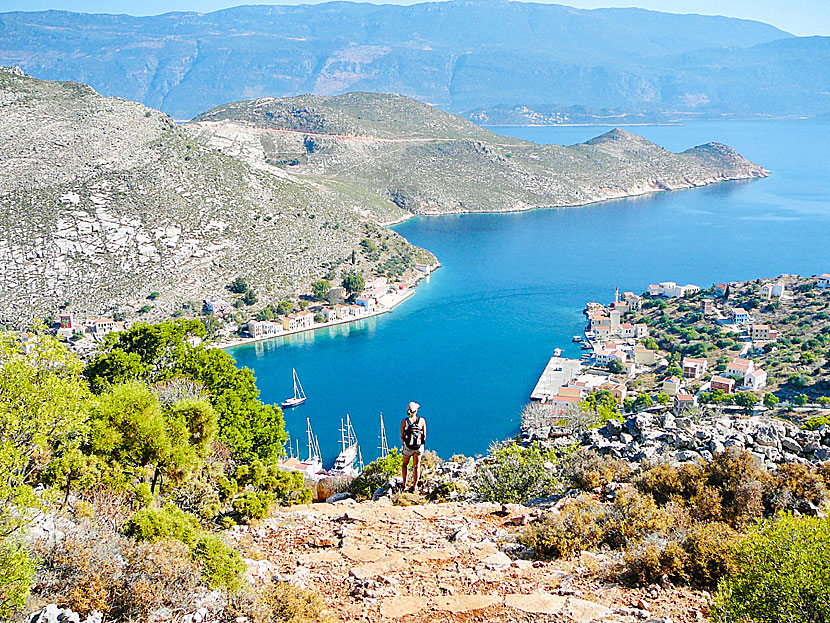 View of Megisti on Kastellorizo and Kaz village in Turkey.