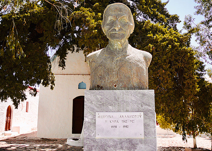 Bust of the Lady of Ro in Megisti who lived alone on the neighbouring island of Ro and hoisted the Greek flag every day.