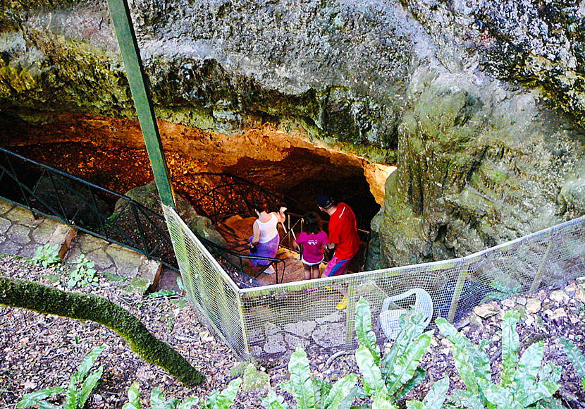 The stairs down to the Drogarati cave in Kefalonia.