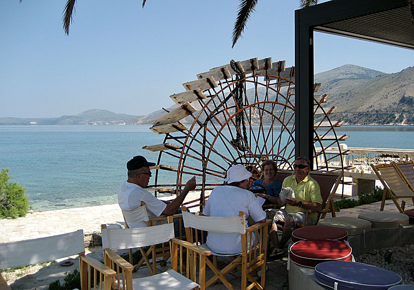 The café at Katavothres mill on Kefalonia.