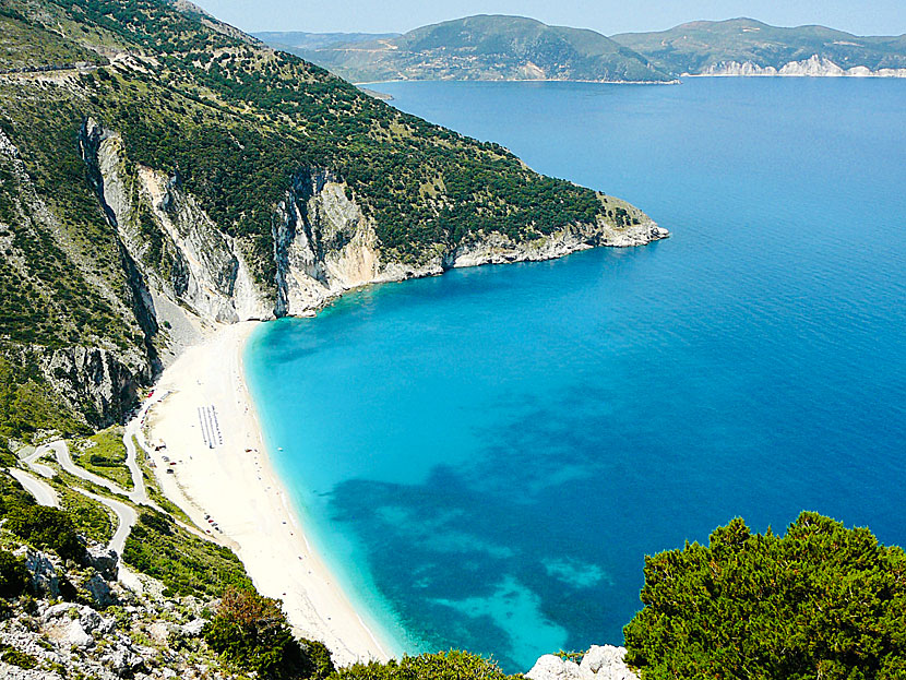 Myrtos beach on Kefalonia in Greece.