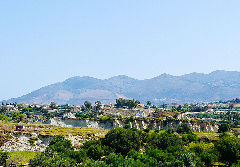 The mysterious landscape along the road to Megas Lakos and Xi beaches on the Lixouri peninsula of Kefalonia looks like the moon.