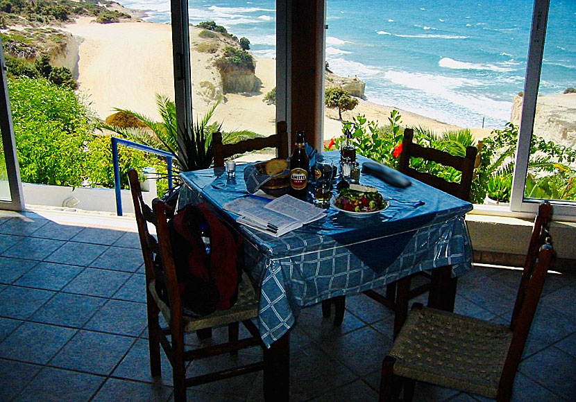 View of Agios Theologos beach from Taverna Agios Theologos on Kos.