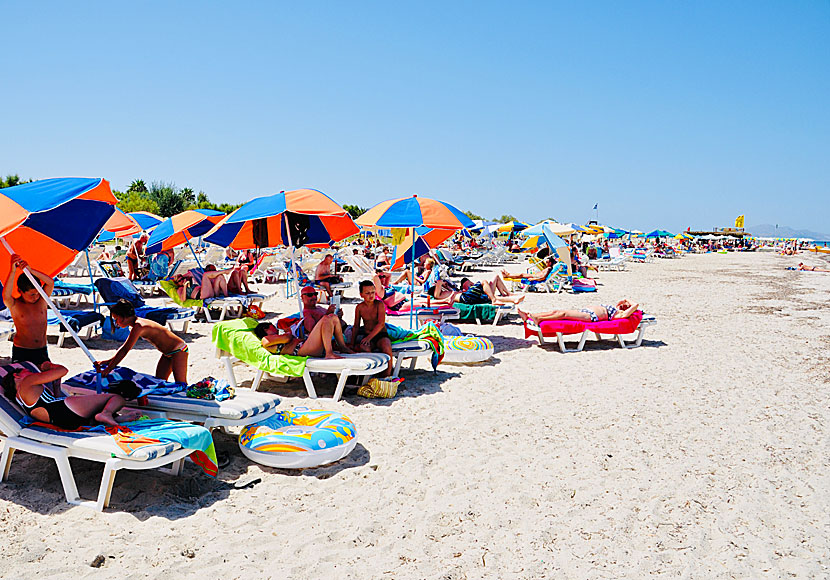 The fine child-friendly sandy beach in Tigaki on Kos.