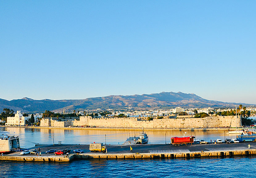 The port in Kos Town with the mighty Knight Castle in the background.