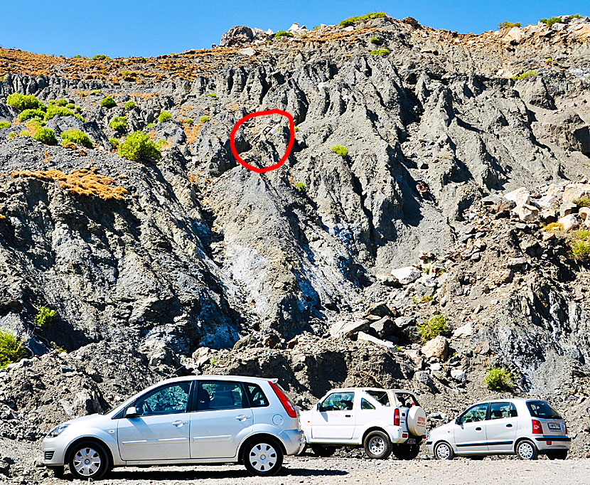The parking lot at Therma beach.