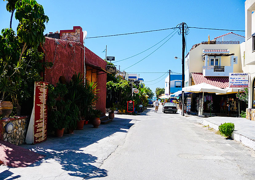 One of the shopping streets with many shops in Mastichari on Kos.