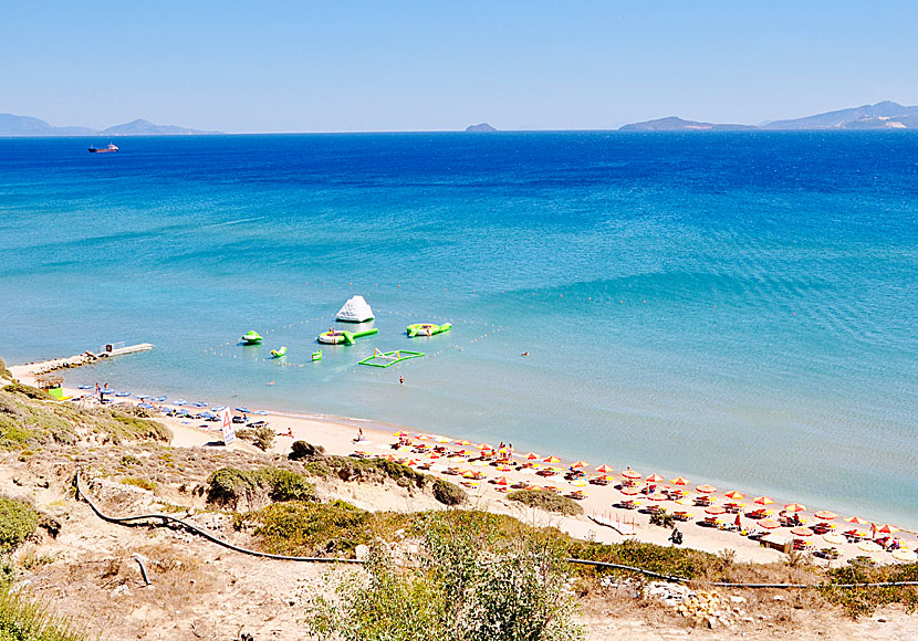 Rental of water toys, sunbeds and parasols at Paradise beach on Kos.