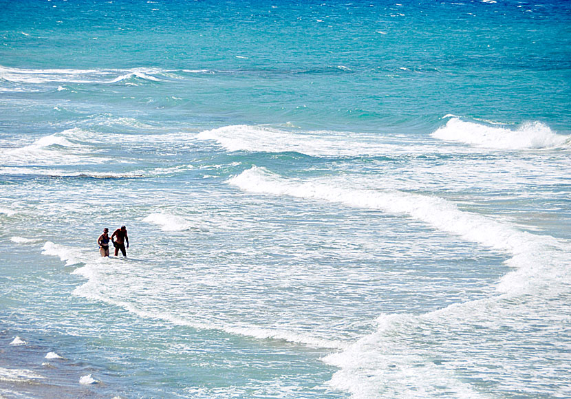 There can be high waves at the beach of Agios Theologos on Kos.