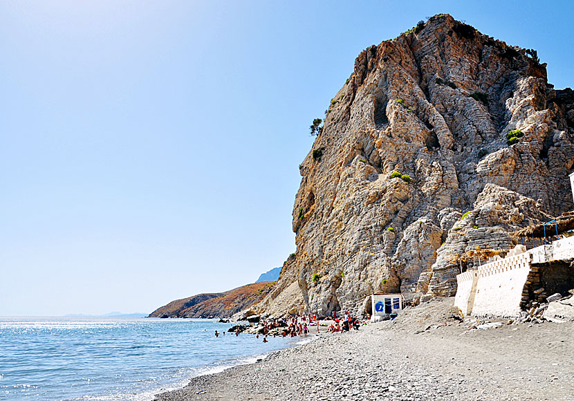 High cliffs rise above Therma beach which sometimes cause landslides.